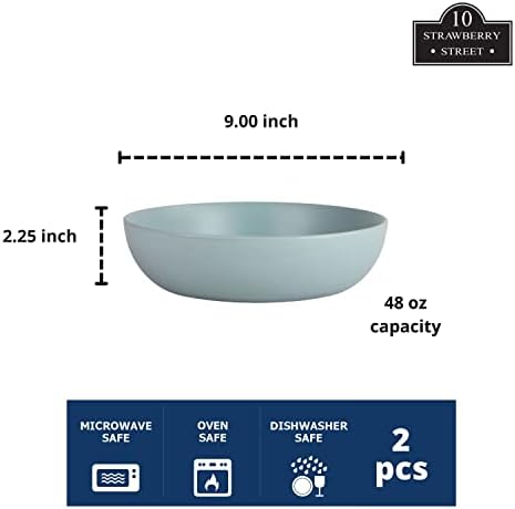 10 Strawberry Street Wazee Matte 9"/48oz Serving Bowl, Set of 2, Mineral Blue - Image 2