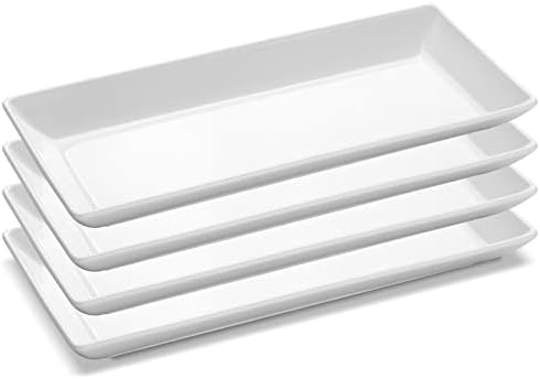 14” Large Porcelain Serving Platters, White Serving Plates Set of 4 by Yedio