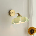 Vintage Milk Glass Wall Sconce - Mid Century Flower Design Lighting, Hardwired Gold Finish, Ideal for Bedroom, Hallway, Living Room, Farmhouse Style Wall Lamp.