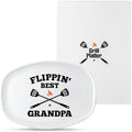 R HORSE Grandpa Grill Platter Gift, BBQ White Oval Melamine Serving Tray by RHORSE