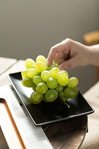 YHOSSEUN Ceramic Serving Platters Set of 4, 9.8 In Black Rectangular Plates - Image 6