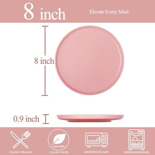 8-Inch Salad Plates, Set of 4, Pink - Image 2