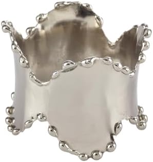 SARO LIFESTYLE Beaded Edge Metal Napkin Rings (Set of 4) - Classic Design Napkin Holders with Scalloped Rim for Formal Dining, Holiday Tables, Dinner Parties, and Special Occasions, Silver by SaroLifestyle