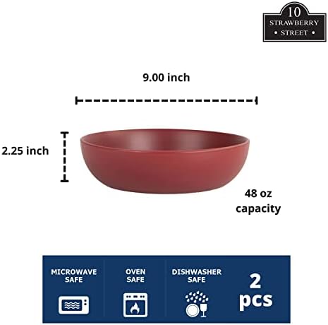 10 Strawberry Street Wazee Matte 9"/48oz Serving Bowl, Set of 2, Red - Image 2