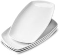 fMBB White Rectangular Plate Set, Ceramic Large Serving Platters, 12 Inch Dessert Trays for Party, Entertaining, Food, Appetizers, Dishwasher and Oven Safe Salad Dishes Set of 4 by fMBB