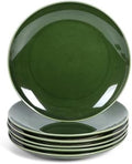 vicrays Ceramic Round Plates Set of 6 - Porcelain 10 inch Dinner Plates for Salad Dessert Appetizer Bread - Microwave Oven and Dishwasher Safe - Green by VicraysCeramic