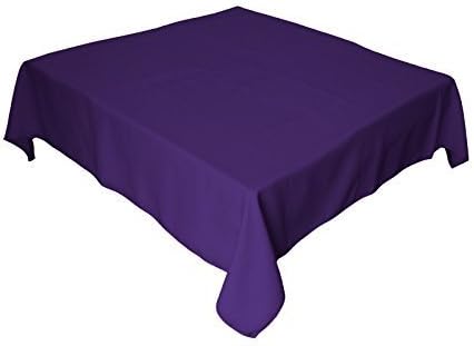 LA Linen Polyester Poplin Washable Square Tablecloth, Stain and Wrinkle Resistant Square Table Cover 52x52, Fabric Table Cloth Square for Dining, Kitchen, Party, Holiday 52 by 52-Inch, Purple