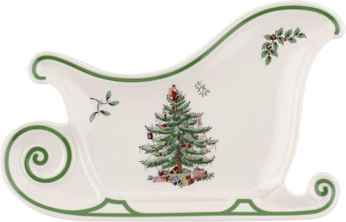 Spode Christmas Tree Embossed Sleigh Porcelain Serving Platter by Spode