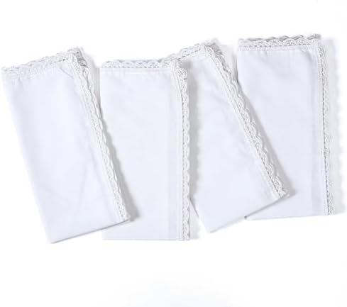 The Beer Valley Set of 4 Flax Lace Cloth Napkins 20x20 Inch - White - Image 6