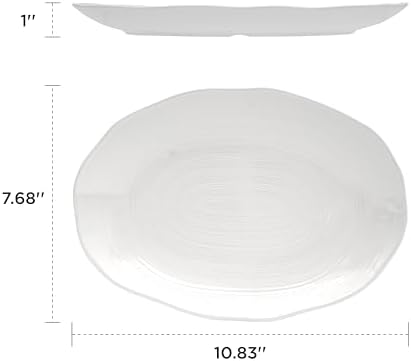TP 10" Serving Platters Set of 4, Oval Melamine Serving Trays for Appetizers Desserts Pasta Snacks Sushi, Unbreakable Plates for Dinner and Party, Ivory White - Image 3