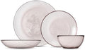 FORTESSA Los Cabos Tableware, 16-Piece Glass Dinnerware Set with 4 Dinner Plates, 4 Salad Plates, 4 Coupe Bowls and 4 Cereal Bowls, Dishwasher-Safe Glass Plate Set, Pink by Unknown