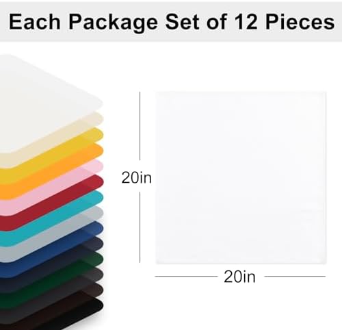 Hiasan Cloth Napkins Set of 12, 20 x 20 Inch, White - Image 5