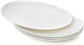 TP 10" Serving Platters Set of 4, Oval Melamine Serving Trays for Appetizers Desserts Pasta Snacks Sushi, Unbreakable Plates for Dinner and Party, Ivory White by TastePrime