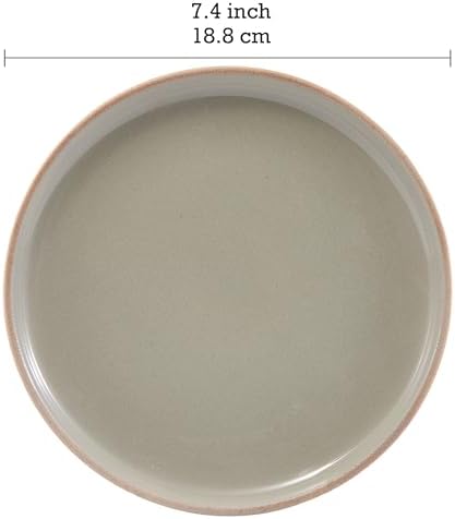 Bico Reactive Glaze Light Grey 7 inch Salad Plates Set, Set of 4, Microwave and Dishwasher Safe, for Salad, Appetizer, Side Dishes, Tapas - Image 2