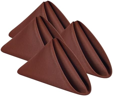 Wolkemer Set of 4 Chocolate Cloth Napkins 17 x 17 Inches Solid Washable Polyester Dinner Napkins with Hemmed Edges for Dinners Parties Weddings Banquets Events Table Decoration by Wolkemer