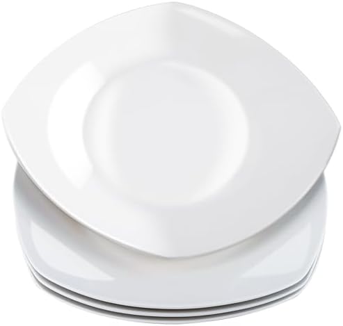 Dinner Plate, 4 Piece, White, 7 Inch, Square by Unknown