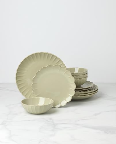 Lenox French Perle Scallop Matcha Stoneware 12-Piece Dinnerware Set for 4 - Image 5