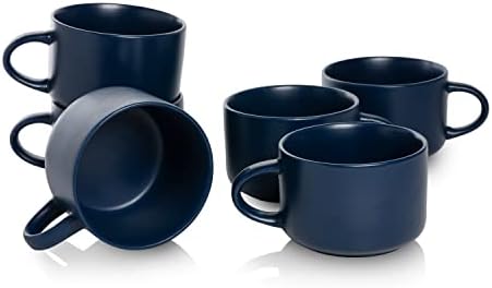 10 Strawberry Street Wazee Matte 4.75"/22 oz Oversized Mug, Set of 6, Midnight Blue by 10StrawberryStreet