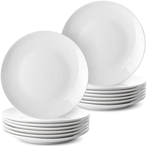 BTaT- White Dessert Plates, 8 inch, Set of 12, Small Plates for Appetizers by BrewToATea