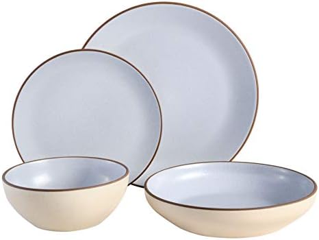 Gibson Elite Contempo Classic Double Bowl Dinnerware Set, Service for 4 (16pcs), Light Blue - Image 2