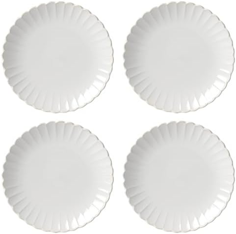 Lenox French Perle Scallop White Dinner Plate Set for 4 by Lenox