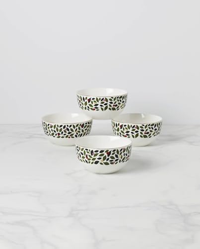 kate spade new york Evergreen Porcelain Christmas Cereal Bowl Set for 4 - Image 3