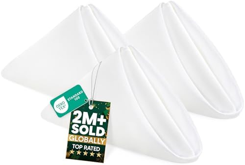 Utopia Home [12 Pack, White] Cloth Napkins 20x20 Inches, 100% Polyester by UTOPIAHOME