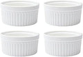 Vikko White Ramekin, Set of 4 Fine Porcelain Ramekins, Stackable 4 Inch Bowls, 7 Ounce Dips Dish, Dishwasher Safe