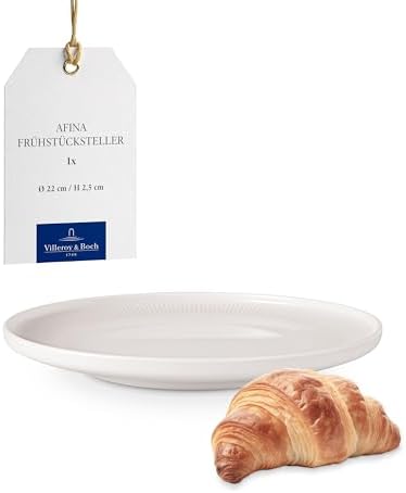 Villeroy & Boch Afina Salad/Breakfast/Dessert Plate, Premium Porcelain, Made in Germany, Dishwasher and Microwave Safe, 8.75 in, Stackable, White by Unknown