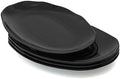 TP 10" Serving Platters Set of 4, Oval Melamine Serving Trays for Appetizers Desserts Pasta Snacks Sushi, Unbreakable Plates for Dinner and Party, Black by TastePrime