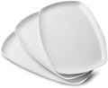 fMBB 3pcs Ceramic White Serving Platters, Large Rectangular Plate, Irregular Rectangular Trays - Party, Wedding, Entertaining, Microwave and Dishwasher Safe - 14 Inch by fMBB