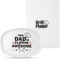 R HORSE Father Grill Platter Gift Dad BBQ Serving Tray Plate Dishes White Oval Serving Dishes Grandpa Daddy Christmas New Year Birthday Gift for Salads Desserts Charcuterie Outdoor Indoor Cooking by RHORSE