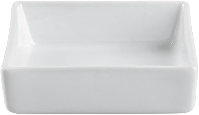 Restaurantware 2.5 Inch Mini Dishes 10 Oven-Safe Square Sauce Dishes - Microwave-Safe Serve Appetizers Desserts or Condiments White Porcelain Tasting Plates For Samples or Individual Portions