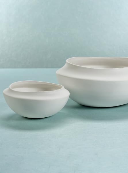 Modern Coastal Ceramic Bowl Matte White, Minimalist Decorative or Serving Bowl, Available in Small and Large Sizes (Small 7.75 x 3.5 Inch)