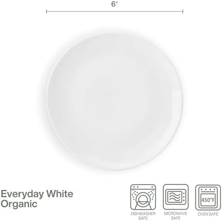 Fitz and Floyd Everyday Organic White Porcelain Appetizer Dessert Plates, Set of 6, 6 Inch - Image 3