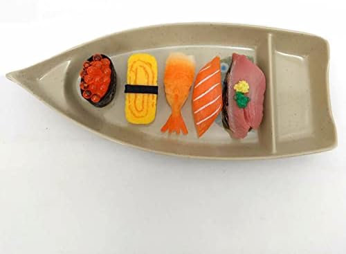 JapanBargain 2347, Sushi Boat Shape Sushi Plate Sashimi Serving Plate Plastic Tray 10 x 4.5 inch, Green - Image 3