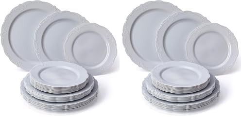 Silver Spoons Disposable Dinnerware Set|Vintage Collection, 10 Servings, Grey (Pack of 2) by SilverSpoons