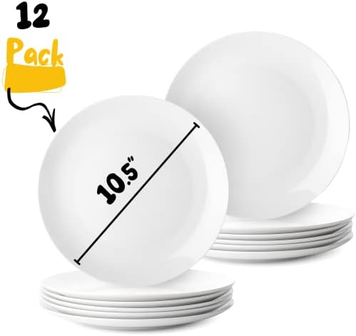 BTaT- White Dinner Plates, 10.5 inch, Set of 12, Restaurant Dishes, White Porcelain Dinner Plates (Pack of 2) - Image 2