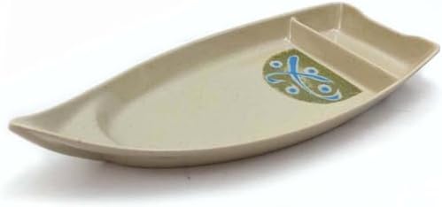 JapanBargain 2-Pack Sushi Boats, Japanese Sashimi Sushi Serving Plate for Snack, Appetizer, Dishes Chip and Dip Plate, 10 inch, Restaurant Style Plate with Sauce Dish Divider, Green by JapanBargain