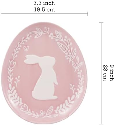 Bico Pastel Color Bunny Stoneware Salad Plates Set, Microwave & Dishwasher Safe, for Easter, Spring - Image 2