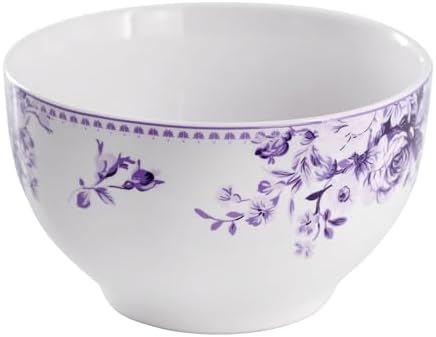 Elama Traditional Rose 16 Piece Porcelain Dinnerwar/Tableware Set, Service for 4 (Purple) - Image 4