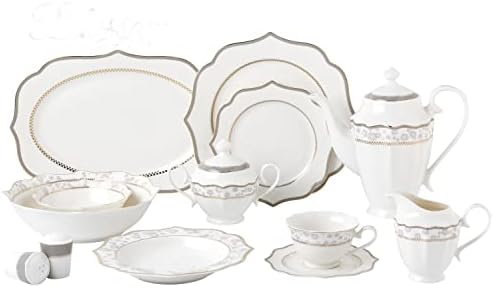57 Piece Dinnerware Set-Bone China Service for 8 People-Noelle by Lorenzo+Import