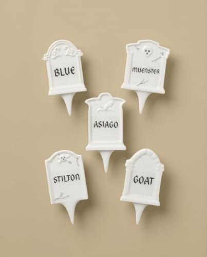 Lenox Halloween Headstone Cheese Markers Set, 5-Piece with 20 Labels - Image 3