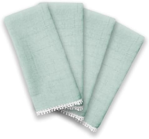 Lenox French Perle Solid Napkins, Set of 4, Ice Blue - 19" W x 19" L by Lenox