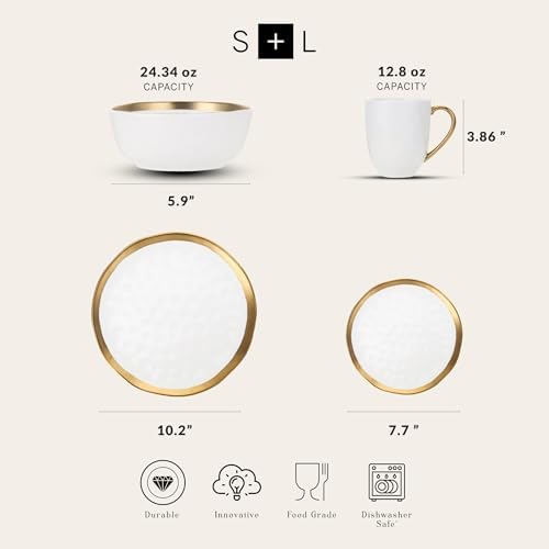 Stone Lain Florian Modern Porcelain Dish Set, 32-Piece Dishes for 8, White - Image 2