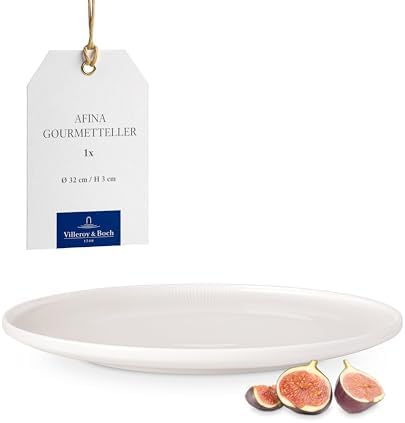 Villeroy & Boch Afina Gourmet Serving Plate, Premium Porcelain, Made in Germany, Dishwasher and Microwave Safe, 12.5 x 12.5 x1.25 in, Stackable, Rich, Creamy White by Unknown