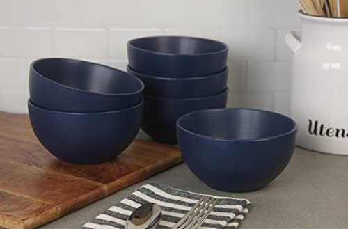 10 Strawberry Street Wazee Matte 5.5"/16oz Cereal Bowl, Set of 6, Midnight Blue - Image 3