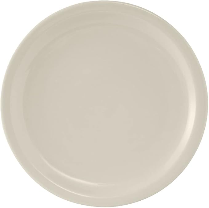 Tuxton China TNR-016 Plate, 10-1/2" Diameter, Round, Narrow Rim, Microwave and Dishwasher Safe, Oven Proof, Fully Vitrified, Ceramic, TuxCare, Healthcare, Nevada, Pack of 12