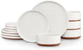 LIANYU Plates and Bowls Sets, 12 Pieces Stoneware Dinnerware Set for 4 by LIANYU