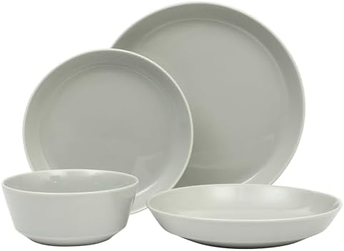 Gibson Home Summer Shades 16 Piece Plates and Bowls Dishes Service for 4 Porcelain Dinnerware Set - Grey - Image 7